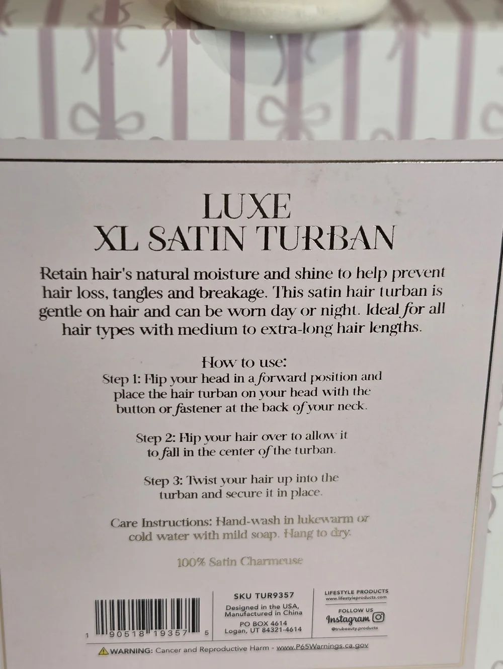 XL Satin Turbin Pink - Picture 3 of 3